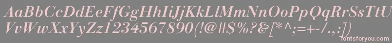LinotypegianottenMediumitalic-Schriftart – Rosa Schriften auf grauem Hintergrund
