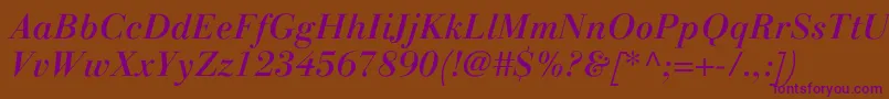 LinotypegianottenMediumitalic Font – Purple Fonts on Brown Background