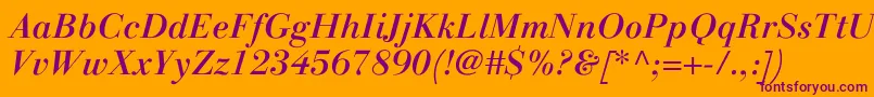 LinotypegianottenMediumitalic Font – Purple Fonts on Orange Background