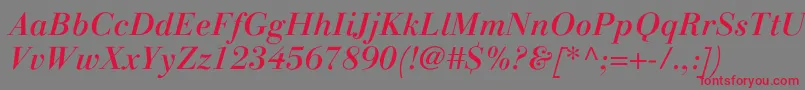 LinotypegianottenMediumitalic Font – Red Fonts on Gray Background