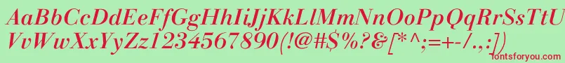 LinotypegianottenMediumitalic Font – Red Fonts on Green Background