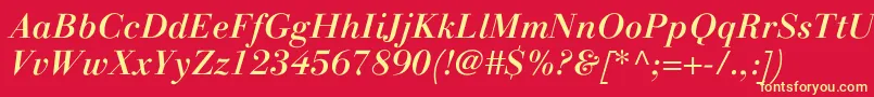 LinotypegianottenMediumitalic Font – Yellow Fonts on Red Background