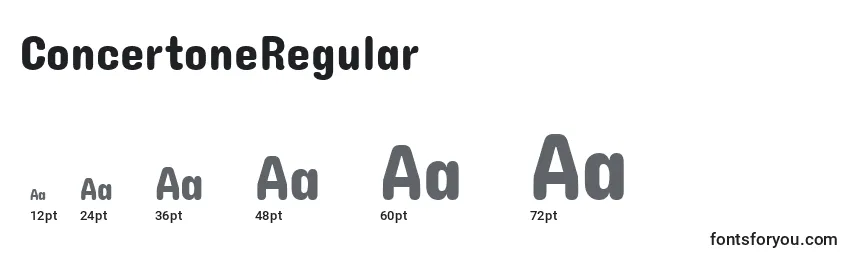 ConcertoneRegular Font Sizes