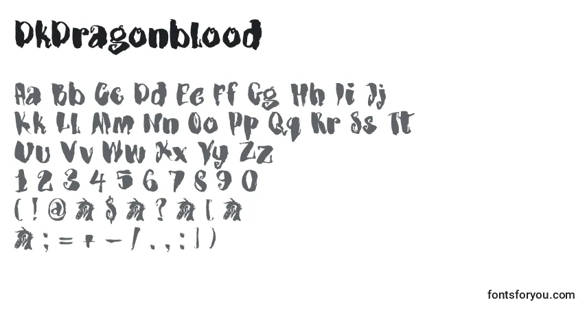 Schriftart DkDragonblood – Alphabet, Zahlen, spezielle Symbole