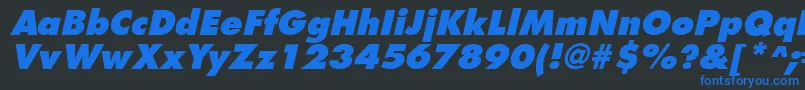 FuturistextraboldItalic-Schriftart – Blaue Schriften auf schwarzem Hintergrund