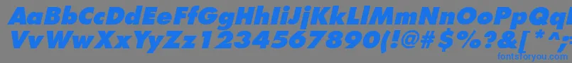 FuturistextraboldItalic-Schriftart – Blaue Schriften auf grauem Hintergrund