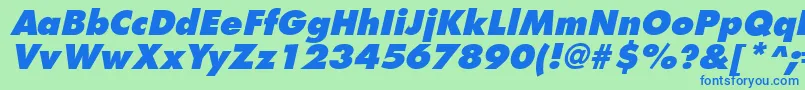 FuturistextraboldItalic-fontti – siniset fontit vihreällä taustalla