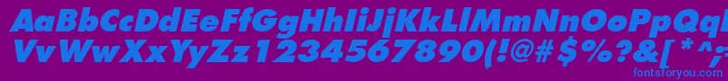 FuturistextraboldItalic-Schriftart – Blaue Schriften auf violettem Hintergrund