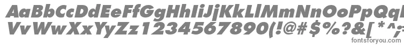 FuturistextraboldItalic-fontti – harmaat kirjasimet valkoisella taustalla