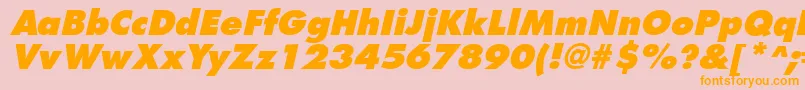 FuturistextraboldItalic-fontti – oranssit fontit vaaleanpunaisella taustalla