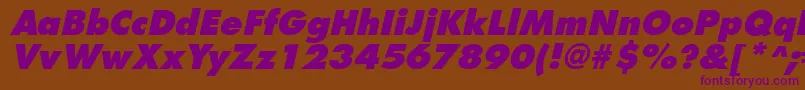 FuturistextraboldItalic-Schriftart – Violette Schriften auf braunem Hintergrund