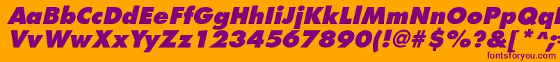 FuturistextraboldItalic-fontti – violetit fontit oranssilla taustalla