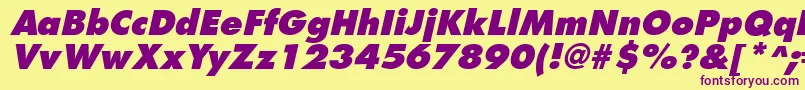 フォントFuturistextraboldItalic – 紫色のフォント、黄色の背景