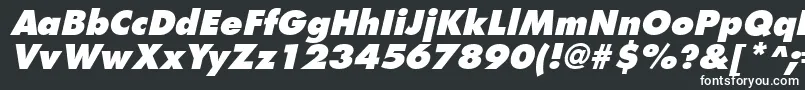 FuturistextraboldItalic-fontti – valkoiset fontit mustalla taustalla