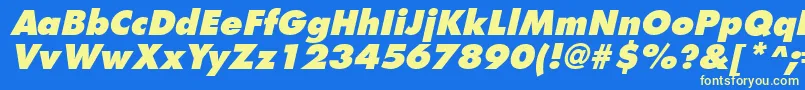 FuturistextraboldItalic-fontti – keltaiset fontit sinisellä taustalla