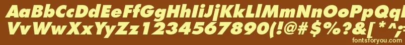 FuturistextraboldItalic-fontti – keltaiset fontit ruskealla taustalla
