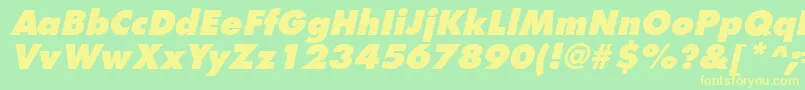 FuturistextraboldItalic-fontti – keltaiset fontit vihreällä taustalla