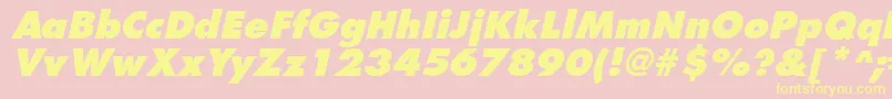 FuturistextraboldItalic-fontti – keltaiset fontit vaaleanpunaisella taustalla