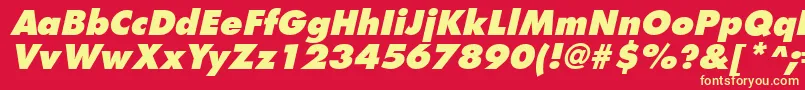 FuturistextraboldItalic-Schriftart – Gelbe Schriften auf rotem Hintergrund