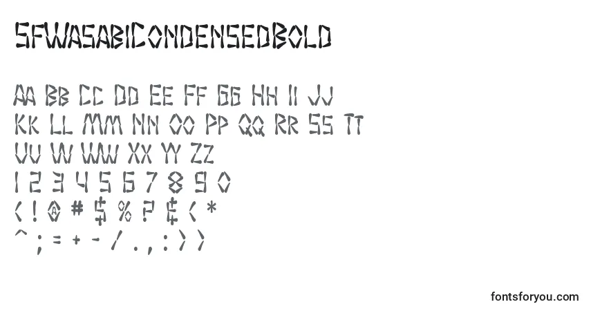A fonte SfWasabiCondensedBold – alfabeto, números, caracteres especiais