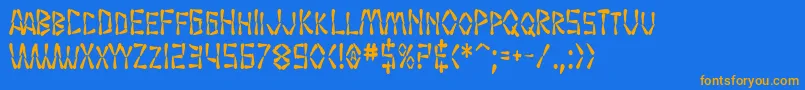 SfWasabiCondensedBold-Schriftart – Orangefarbene Schriften auf blauem Hintergrund
