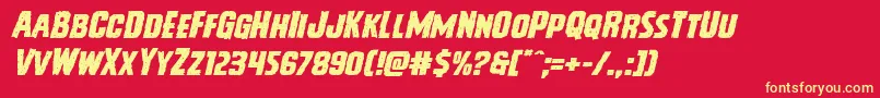 Vicioushungerexpandital Font – Yellow Fonts on Red Background