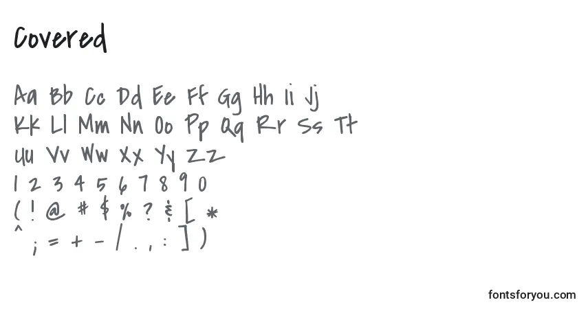 Fuente Covered - alfabeto, números, caracteres especiales