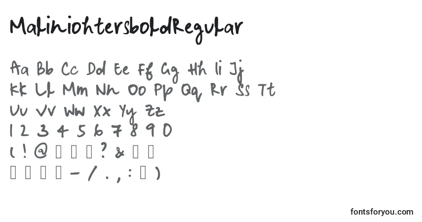 Czcionka MaliniohtersboldRegular – alfabet, cyfry, specjalne znaki
