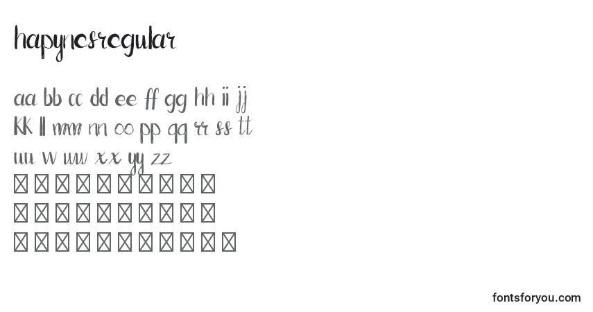 Czcionka HapynesRegular – alfabet, cyfry, specjalne znaki
