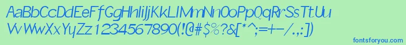 SlantInformal Font – Blue Fonts on Green Background