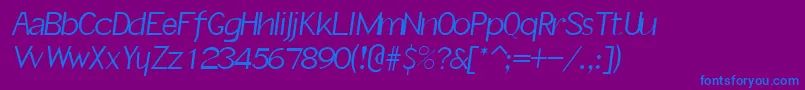 フォントSlantInformal – 紫色の背景に青い文字