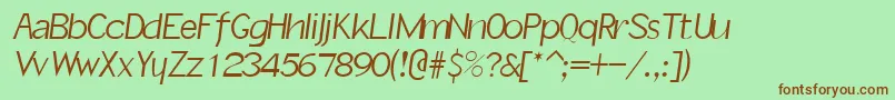 SlantInformal Font – Brown Fonts on Green Background