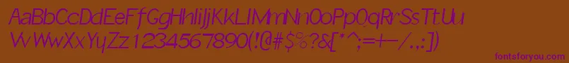 SlantInformal Font – Purple Fonts on Brown Background