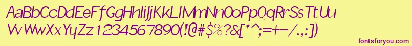 SlantInformal Font – Purple Fonts on Yellow Background
