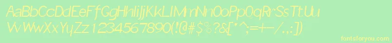 SlantInformal Font – Yellow Fonts on Green Background
