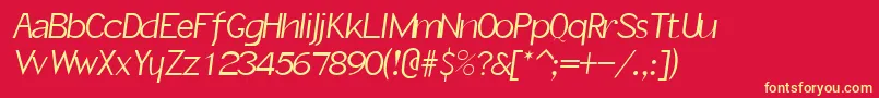 Fonte SlantInformal – fontes amarelas em um fundo vermelho