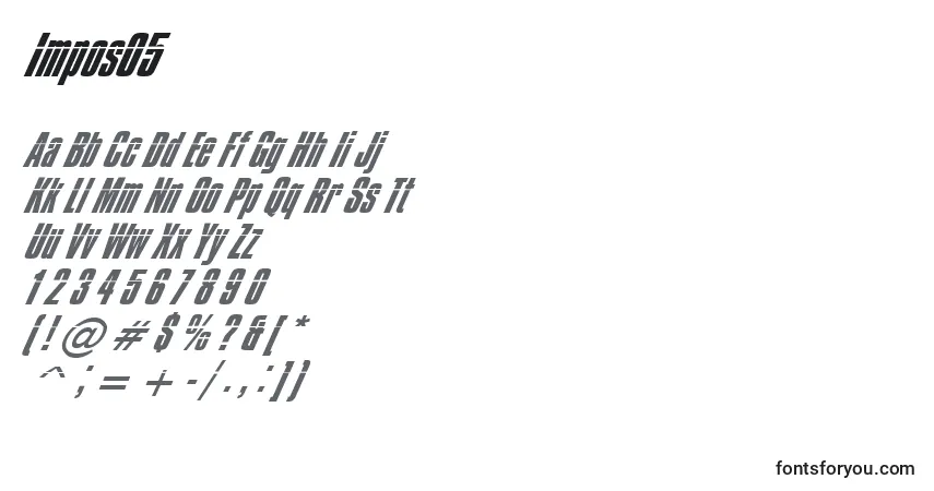 A fonte Impos05 – alfabeto, números, caracteres especiais