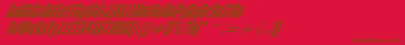 Impos05 Font – Brown Fonts on Red Background