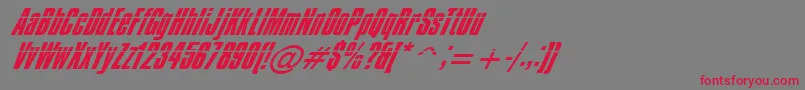 フォントImpos05 – 赤い文字の灰色の背景