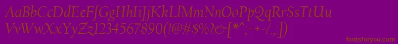 Fonte CalifornianFbРљСѓСЂСЃРёРІ – fontes marrons em um fundo roxo
