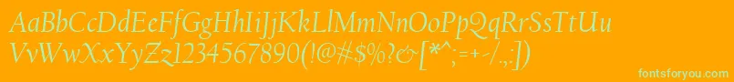 CalifornianFbРљСѓСЂСЃРёРІ-Schriftart – Grüne Schriften auf orangefarbenem Hintergrund