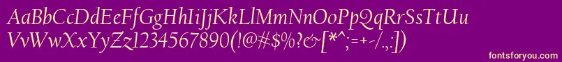 CalifornianFbРљСѓСЂСЃРёРІ-fontti – keltaiset fontit violetilla taustalla