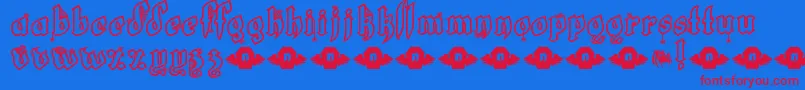 LrtWhiteFang-Schriftart – Rote Schriften auf blauem Hintergrund