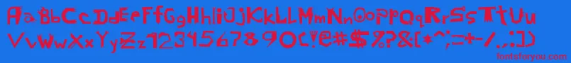 Probbariusc-Schriftart – Rote Schriften auf blauem Hintergrund
