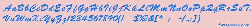 BrushscriptukrainLight Font – Blue Fonts on Pink Background