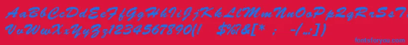 BrushscriptukrainLight Font – Blue Fonts on Red Background
