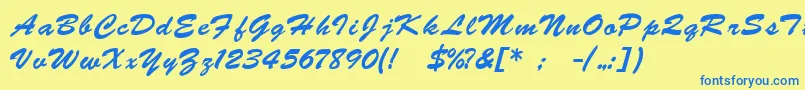 BrushscriptukrainLight Font – Blue Fonts on Yellow Background