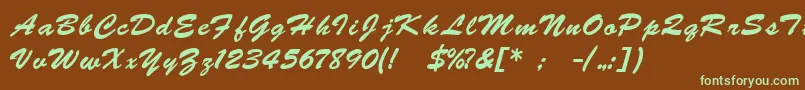 BrushscriptukrainLight Font – Green Fonts on Brown Background