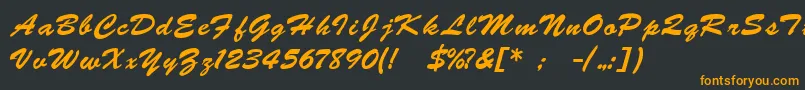BrushscriptukrainLight Font – Orange Fonts on Black Background