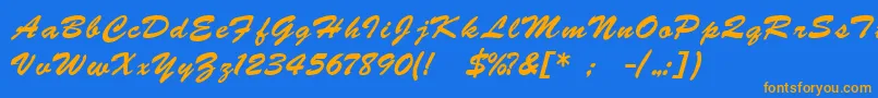 BrushscriptukrainLight Font – Orange Fonts on Blue Background